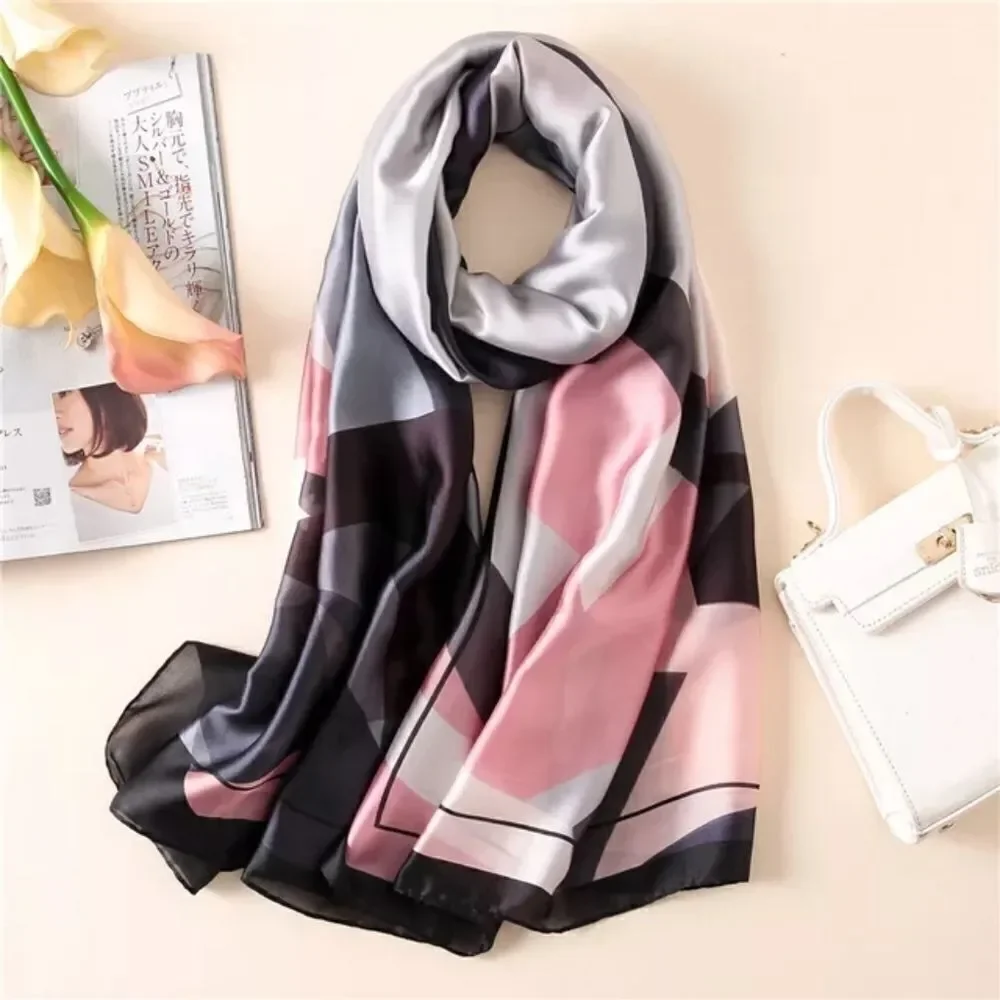 Women Satin Silky Scarf Long Shawl Wrap